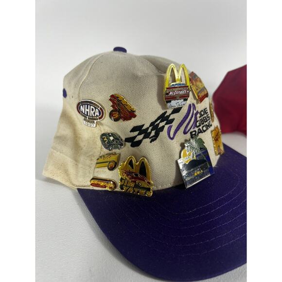 Vntg 1990’s McDonald’s NASCAR Gibbs Racing NHRA Hat W/ 24 Pins Elliott Yates - Picture 3 of 16